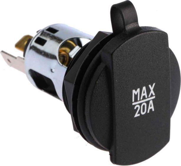 Actual product image RS PRO Cigarette lighter plug socket black 15A panel mount