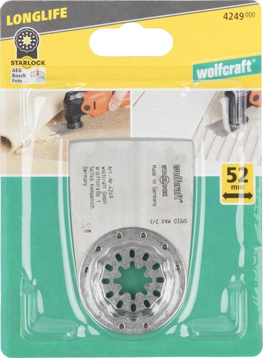 Actual product image wolfcraft HCS Scraper “Expert”, STARLOCK receptacle, carpet and tile adhesive, 52 mm