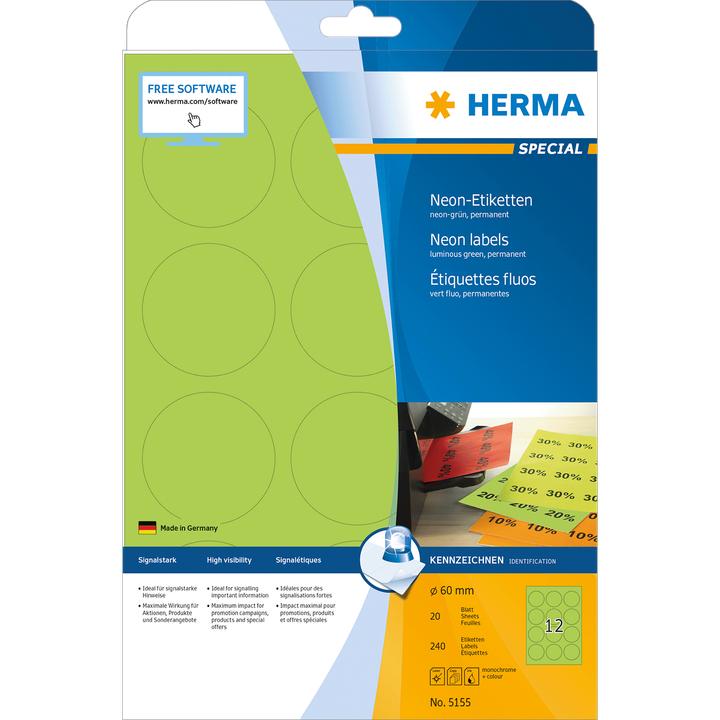 Produktbild HERMA Neon Etiketten A4