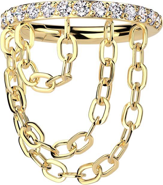 Image du produit Star Piercing Micro anneau segment pliable doré cristaux argent pendentif horizontal trois chaînes (sans laiton, Titane)