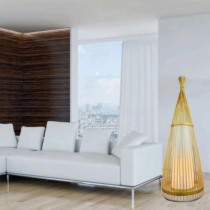 Image du produit V-TAC VT4150 Lampe de sol en bois Abat-jour en rotin (E27)