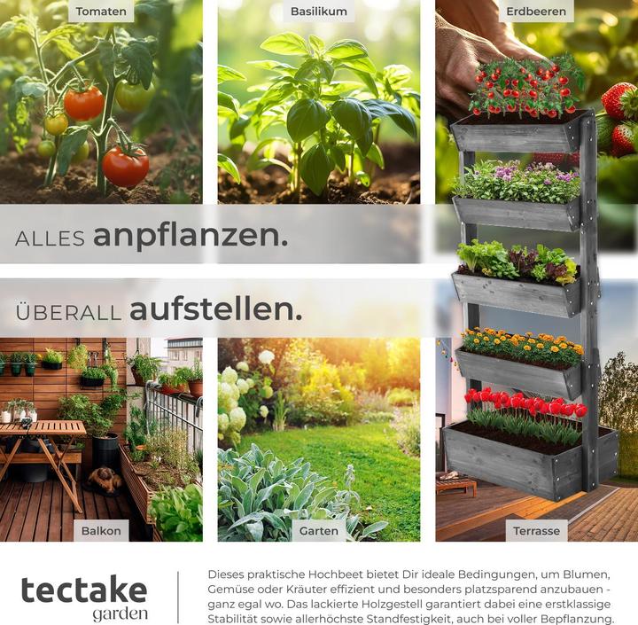 Immagine prodotto tectake Aiuola verticale Flora, legno verniciato, incluso tessuto non tessuto per piante