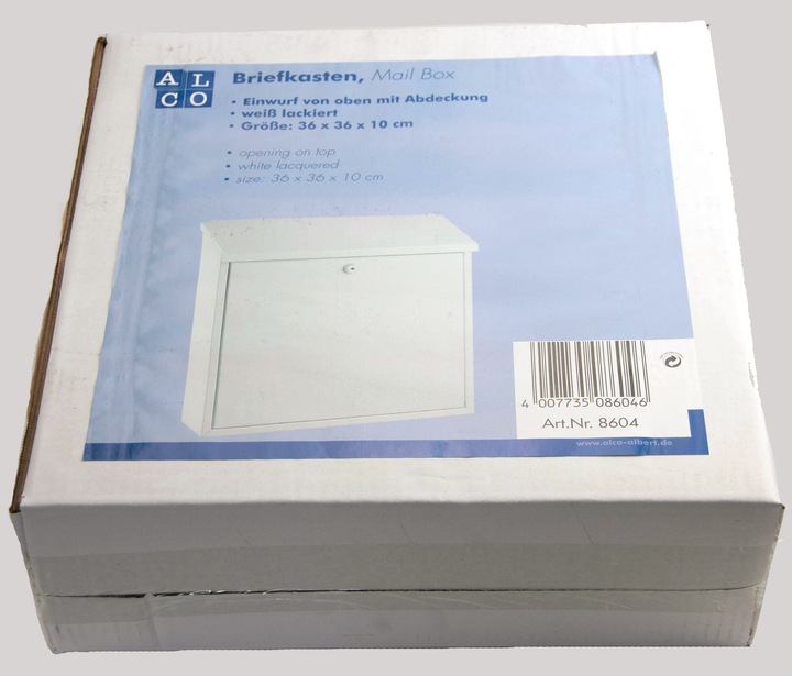 Actual product image Alco Albert 8604 - Letter box, white lacquered, approx. 36 x 36 x 10 cm
