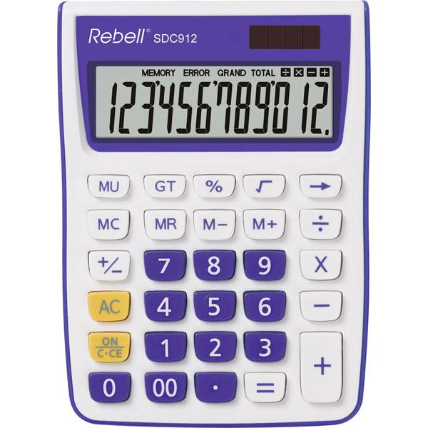 Rebell, Taschenrechner, RE-SDC912VL Tischrechner SDC912, 12-stelliger Tischrechner für Büro und Zuhause, Dualbetrieb (So...