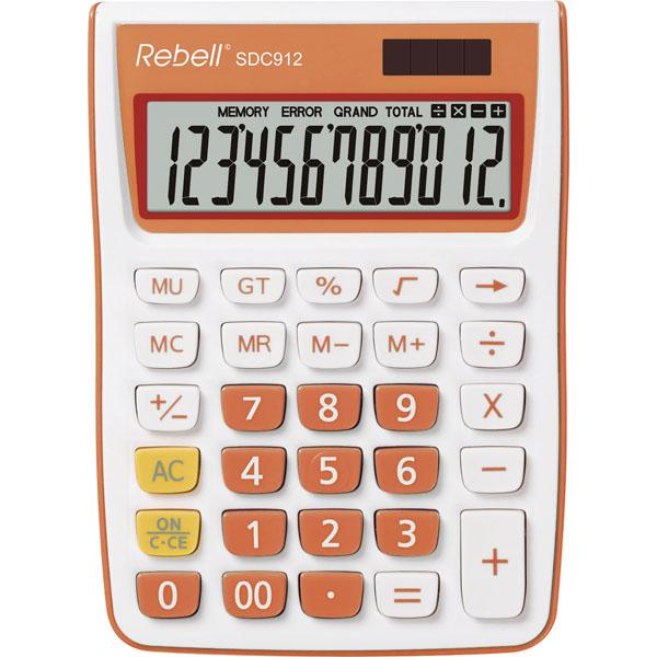 Thumbnail - Rebell, Taschenrechner, RE-SDC912OR Tischrechner SDC912, 12-stelliger Tischrechner für Büro und Zuhause, Dualbetrieb (Ba...