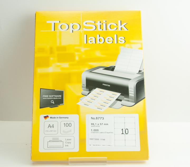 Actual product image TopStick Universal labels, 99.1 x 57 mm, white, 100 sheets without edge, self-adhesive, permanently adhesive