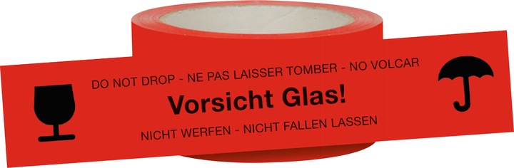 Image du produit Rnk Ruban adhésif de signalisation rouge Attention verre 66m/50mm (50 mm)