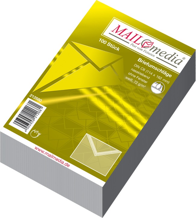 Produktbild Mailmedia Briefumschlag Offset weiá, C6, ohne Fenster (162 x 114 mm, 100 x)