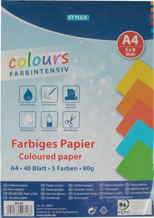Stylex Gekleurd papier (80 g/m², 40 x, A4)