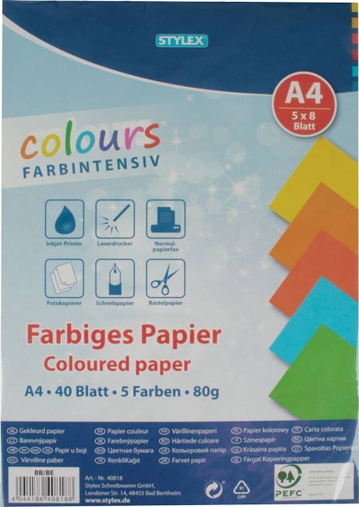 Stylex Papier farbig (80 g/m², 40 x, A4)
