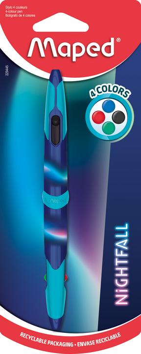Produktbild Maped Vierfarb-Kugelscheiber Twin Tip NIGHTFALL, Blister (Blau, 1 x)