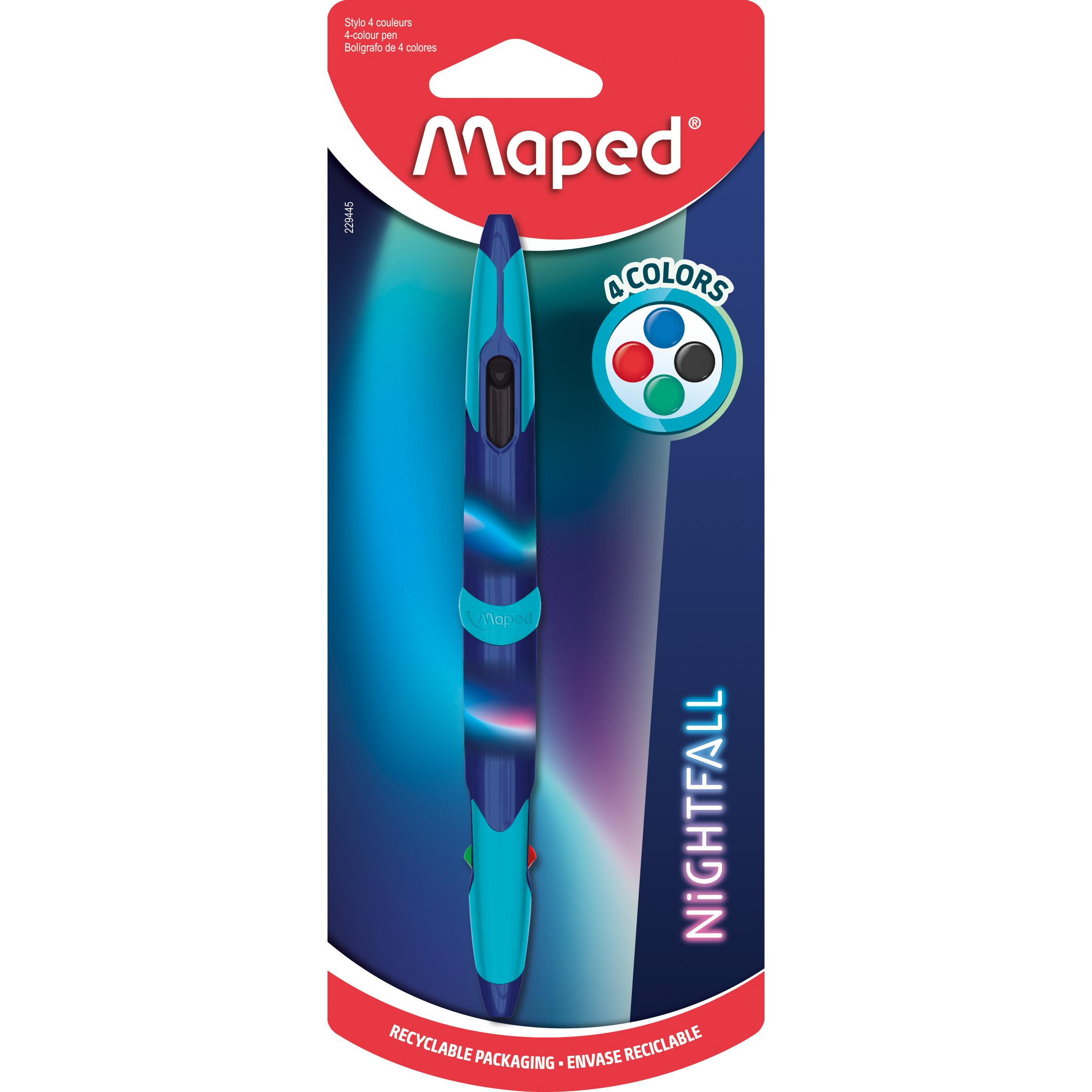 Maped, Schreibstifte, Vierfarb-Kugelscheiber Twin Tip NIGHTFALL, Blister (Blau, 1 x)