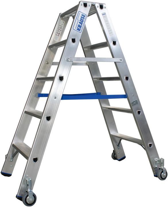 Actual product image Krause Aluminium double step ladder, with castors (Stepladder)