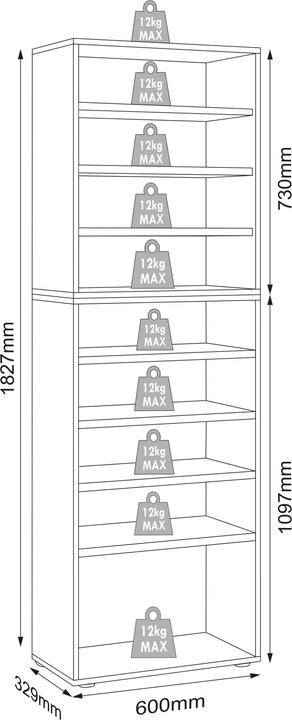 Actual product image VCM Regal Schuhschrank Schuhregal Salia B60 (60 x 33 x 183 cm)