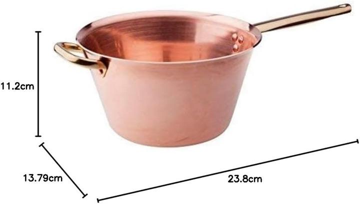 Baldassare Agnelli Glatte Kupferkessel für Polenta ohne Verzinnung mit Messinggriff (Kochtopf, Kupfer)