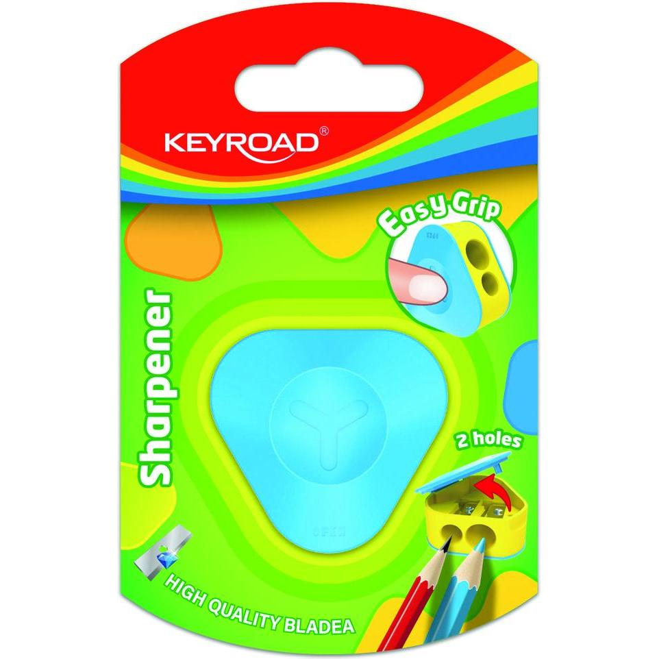 Keyroad, Spitzer, Kunststoffspitzer, dreieckig, doppelt, 1 stück, blister, farbmischung