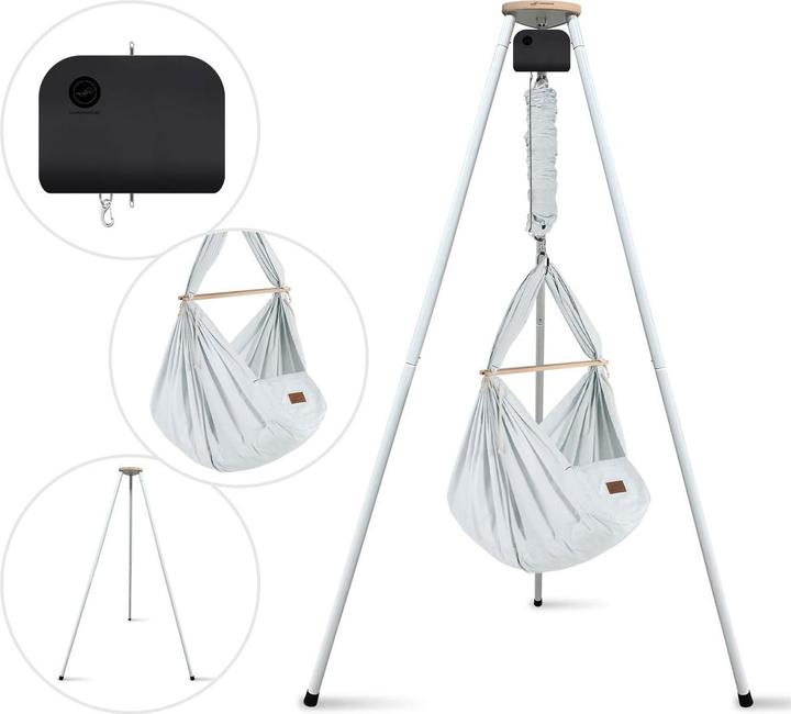 Produktbild Schmusewolke Tipi weiss mit anthrazit Motor und Bio Federwiege