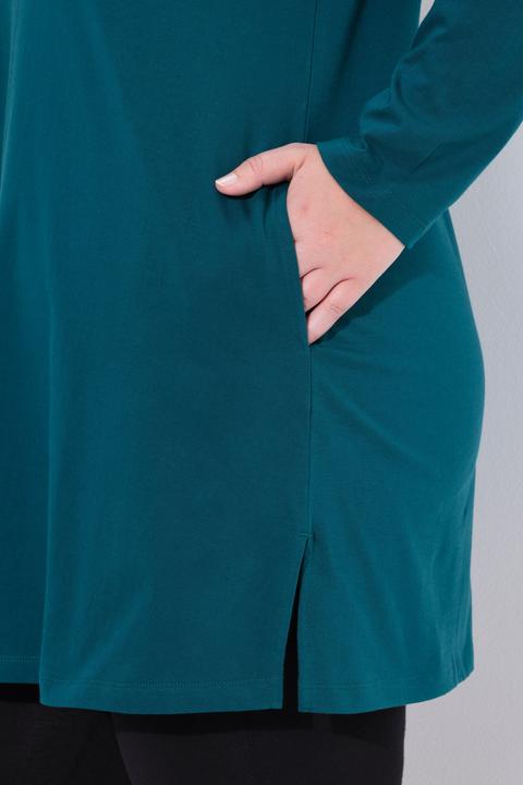 Image du produit Ulla Popken T-shirt long, col tunisien et manches longues, coupe évasée (60)