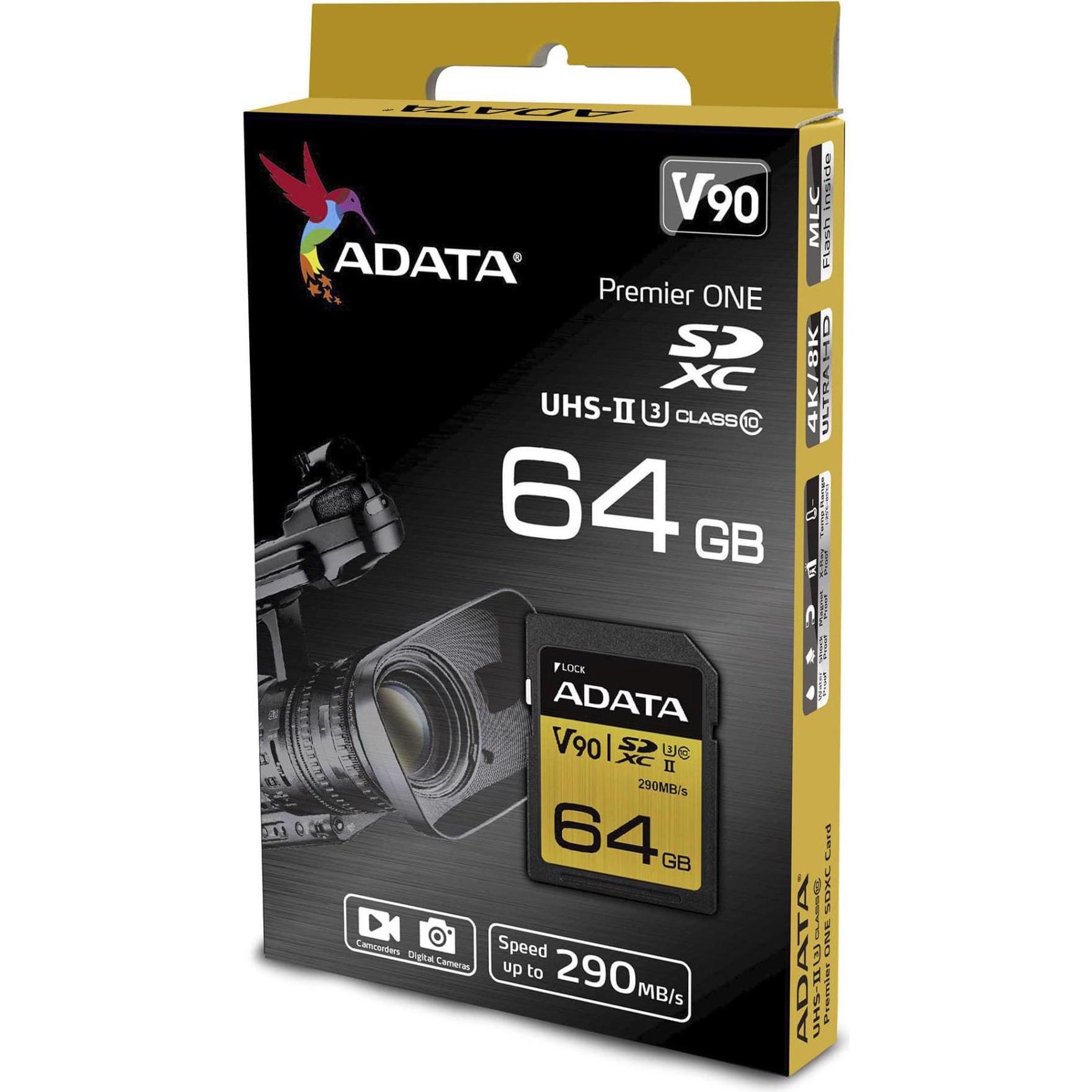 Thumbnail - Adata Premier ONE (64 GB, SDXC, U3, UHS-II), Speicherkarte, Schwarz, Gold