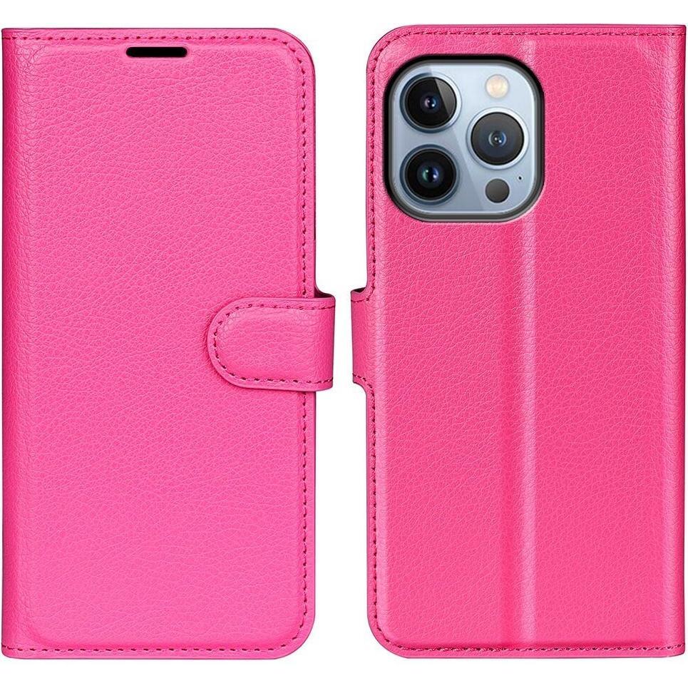 Cover-Discount iPhone 14 Pro - Leder Etui Hülle pink (Apple iPhone 14 Pro), Smartphone Hülle, Pink