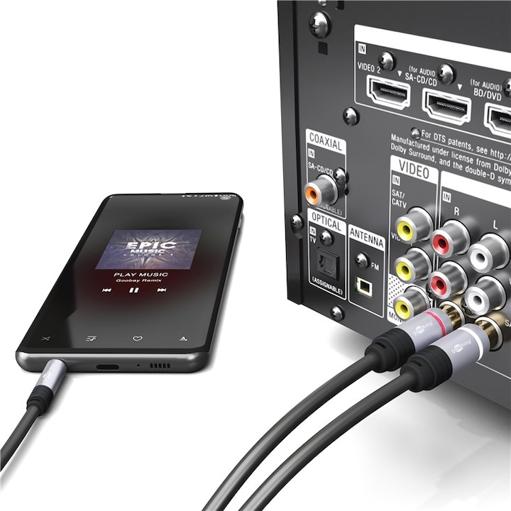 Produktbild Goobay 3.5mm Klinke – Cinch (3 m, Cinch, 3.5mm Klinke (AUX))