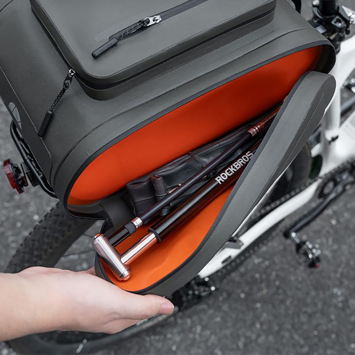 Image du produit Rockbros waterproof bike pannier, for trunk, capacity 14l - gray (14 l, Sac de porte-bagages)