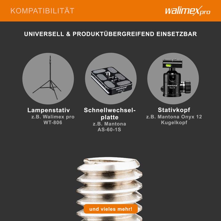 Immagine prodotto Walimex Adattatore filettato da 3/8 di pollice a 1/4 di pollice (Adattatore per stativo)