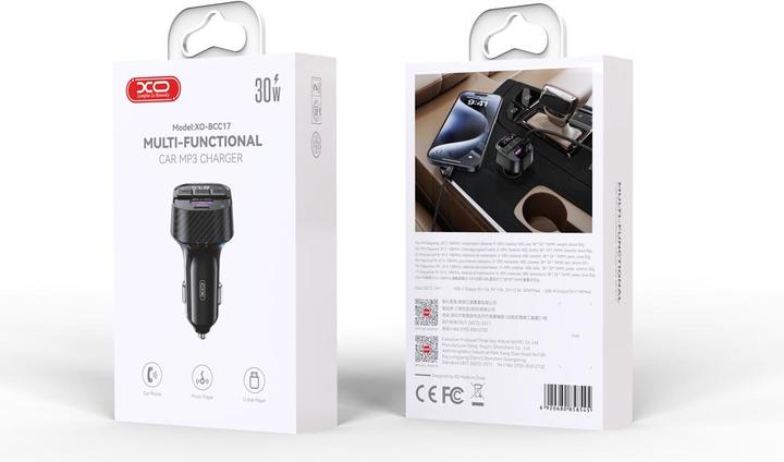 Actual product image xO transmitter FM BCC17 Bluetooth MP3 car charger 30W black