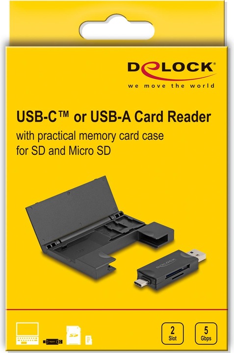 Image du produit Delock Lecteur de cartes USB 5 Gbps USB Type-C / Type-A pour SD et (Type B)