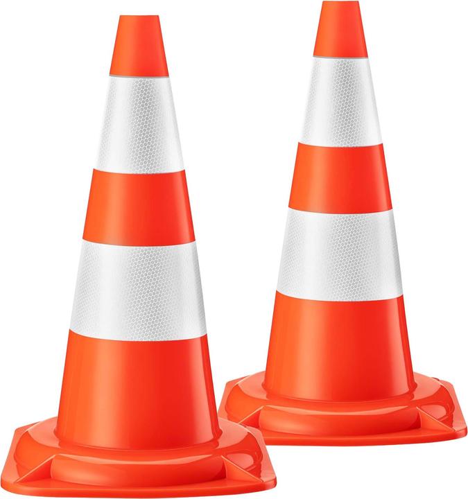 Wiltec Verkehrskegel 50cm 2St. Leitkegel Strassen Pylon Warnhütchen Warnkegel PVC