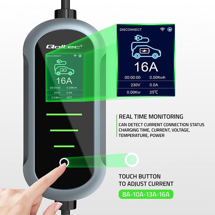 Produktbild Qoltec Ładowarka Ładowarka do samochodu elektrycznego 11kW | 400V | CEE 16A | Wi-Fi (Typ 2, 11 kW, 16 A)