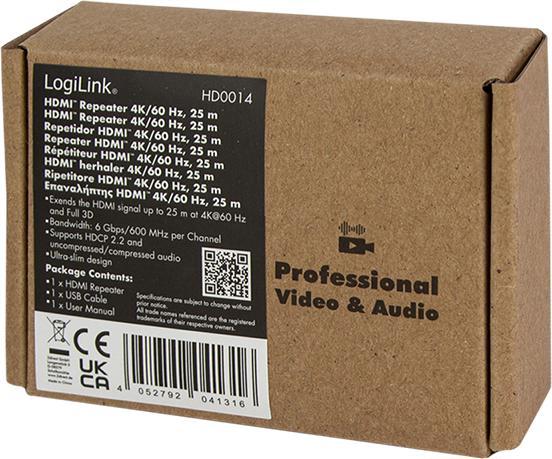 Actual product image LogiLink 4K HDMI Repeater, 25 m