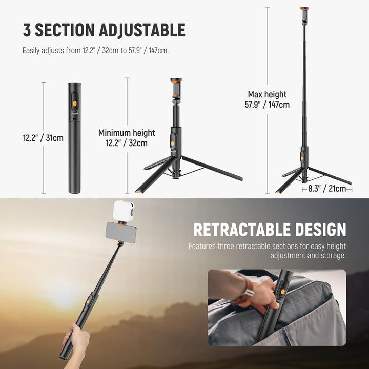 Actual product image Neewer Basics Quick Release Selfie Stick (Black)