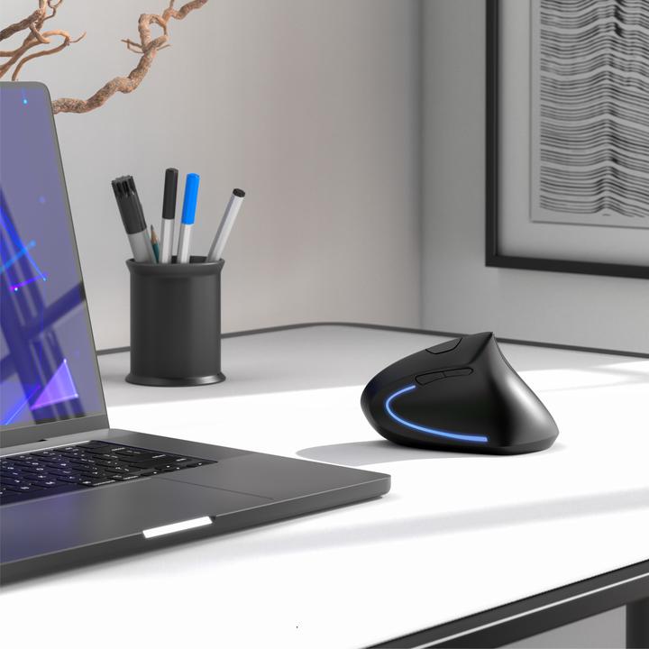 Immagine prodotto CSL Ergonomische Maus Vertikalmaus, 6 Tasten, 800-1600 DPI, Wireless 2,4 Ghz mit USB Dongle, schwarz (Senza fili)