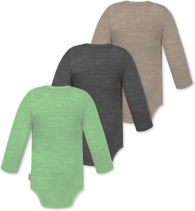 Produktbild Normani 3er Pack Baby Merino Langarmbody „Tuai" - 9403 (68)