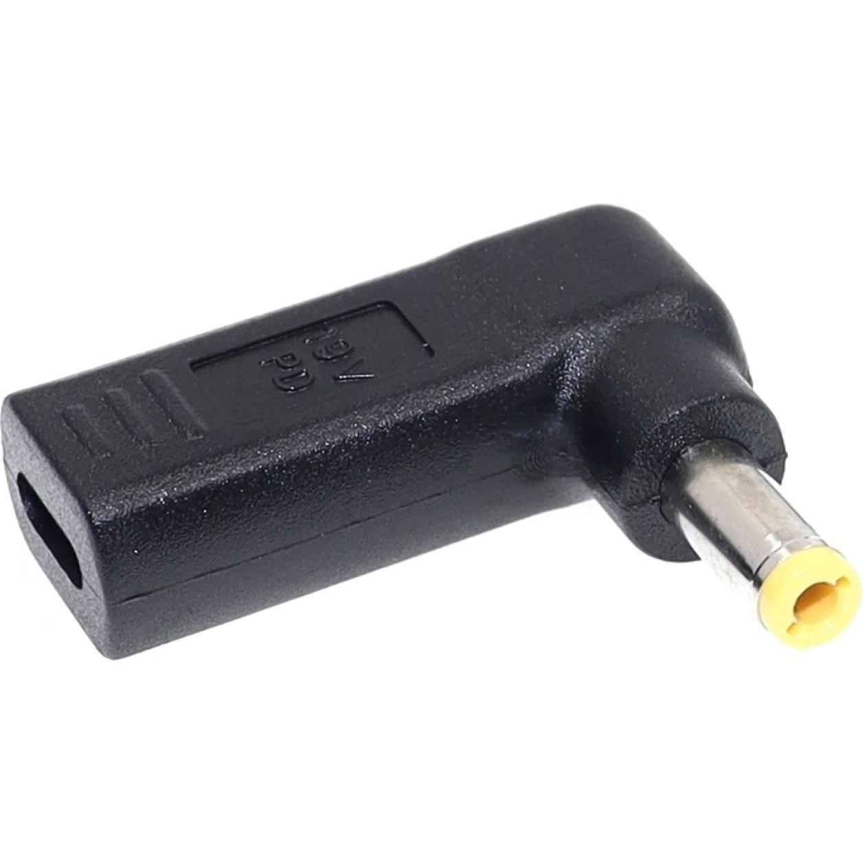 PowerGuard USB-C to DC Barrel 5.5 x 2.5mm Notebook PD Charger Adapter 65W 19.5V (65 W), Notebook Netzteil, Schwarz