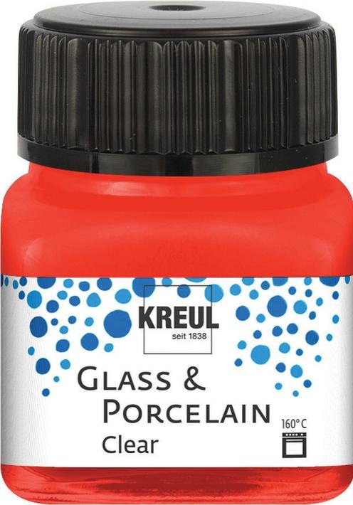 Actual product image Kreul Glass & Porcelain Clear, porcelain and glass paint (Cherry red, 20 ml)