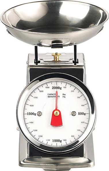 Produktbild Rosenstein & Söhne Analoge Retro-Küchenwaage bis 2 kg mit Tara-Funktion, Edelstahl