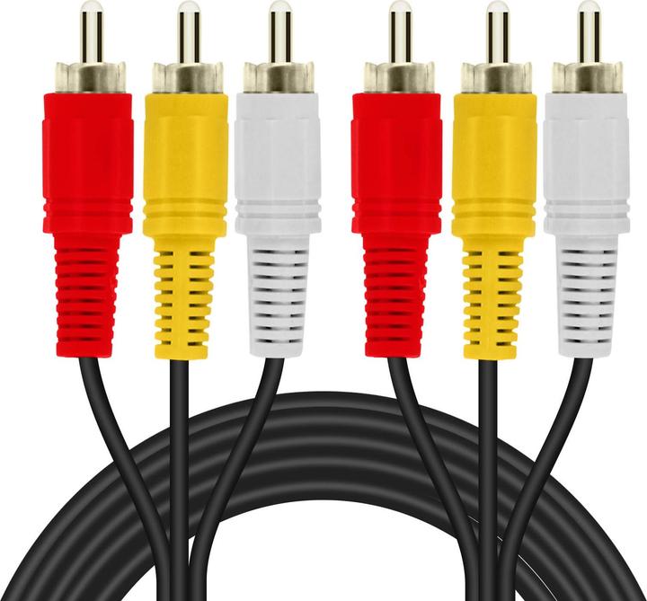 Actual product image LinQ 3x RCA plug to 3x RCA plug video cable, length 5m - Black (5 m)