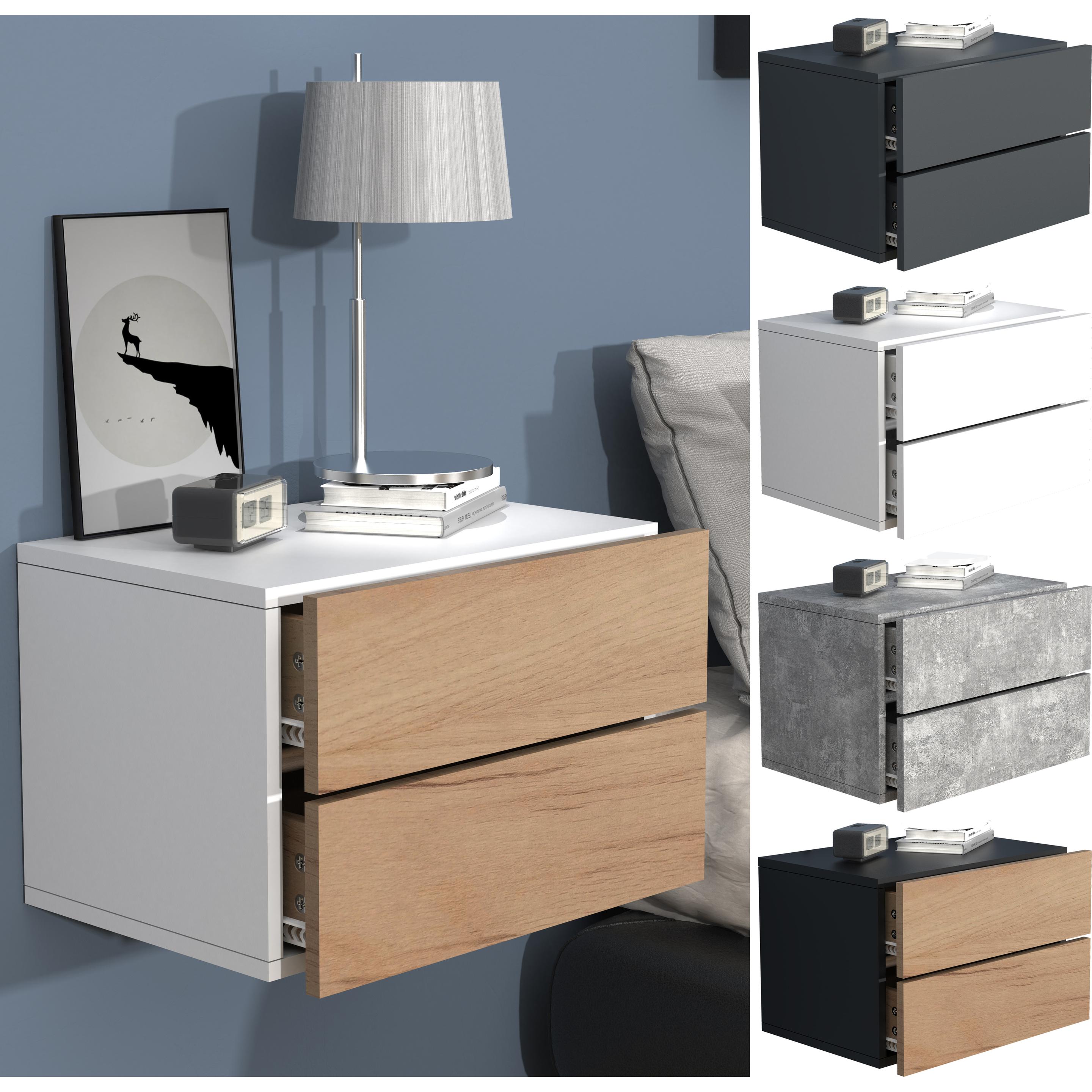 Thumbnail - VCM, Nachttisch, Holz Wandschublade Nachtschrank Wandboard Schublade Konsole Nachttisch Usal L 45 cm (45 x 32 x 30 cm)
