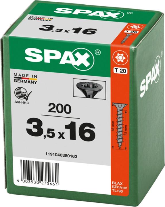 Produktbild Spax Senkmultikopf T-Star Plus T20 Vollgewinde Schwarz Verzinkt (200 Schrauben pro Stück)