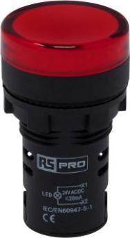 Rs Pro Panel Mount Red LED Pilot Light, 22mm Cuto