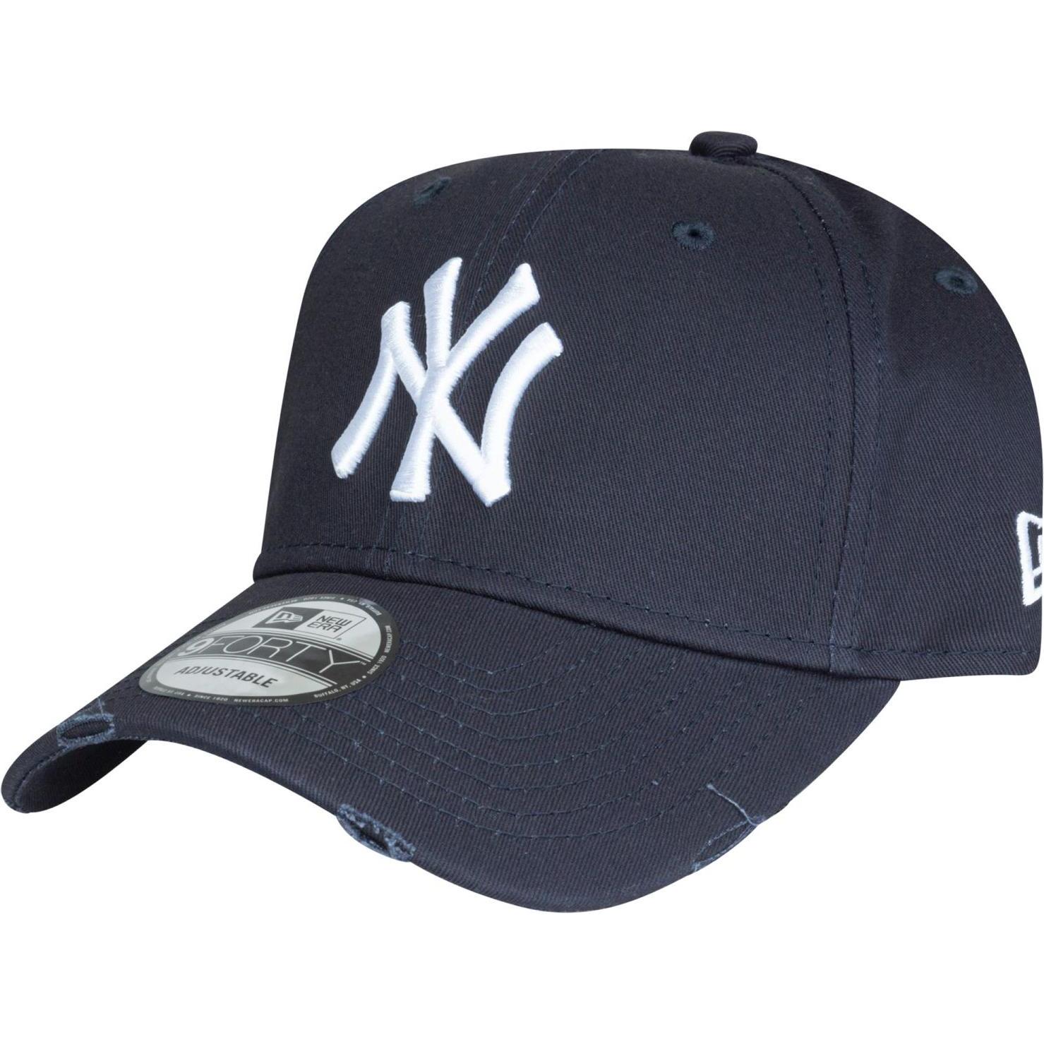 New Era, Herren, Cap, 9Forty Strapback Cap - Distressed Ny Yankees Navy, Blau