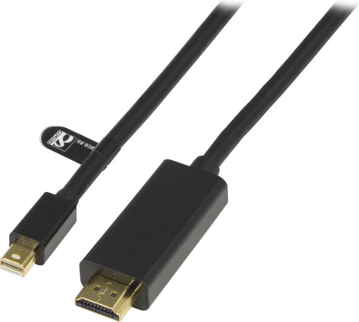 Produktbild Deltaco DP-HDMI204 Videokabel-Adapter 2 m Mini DisplayPort HDMI Typ A (Standard) Schwarz (2 m)