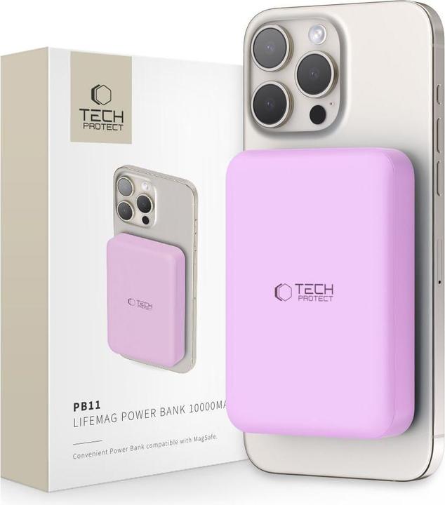 Actual product image Tech-Protect LifeMag MagSafe PB11 10000mAh Power Bank - Pink (10000 mAh, 15 W)