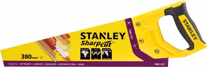Produktbild Stanley Handsäge Sharpcut (15"/380 mm, Fuchsschwanz mit 11 Zähne/Inch für feines Arbeiten, doppelt g
