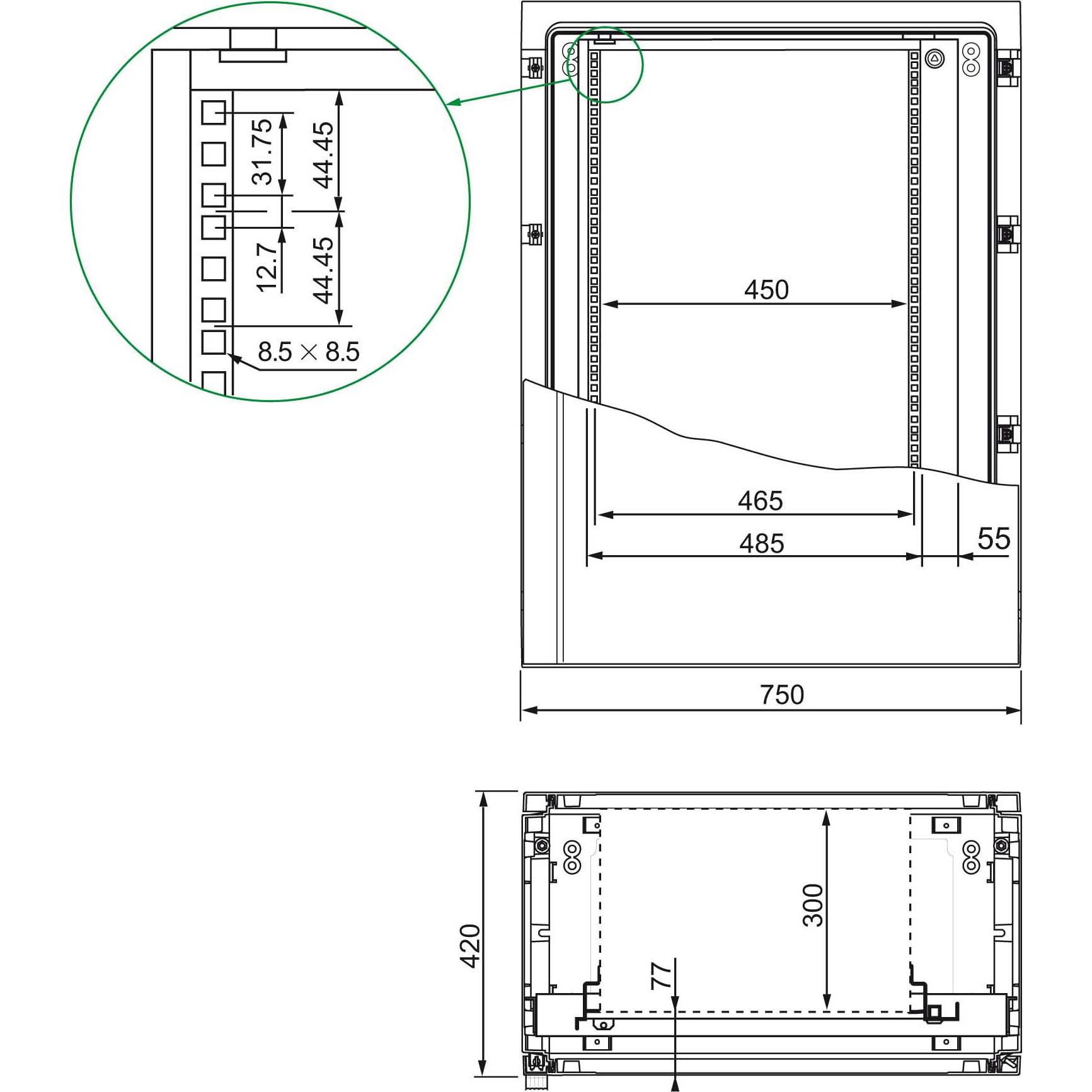 Schneider Electric Rahmen NSYSPLA125, Serverschrank Zubehör, Grau