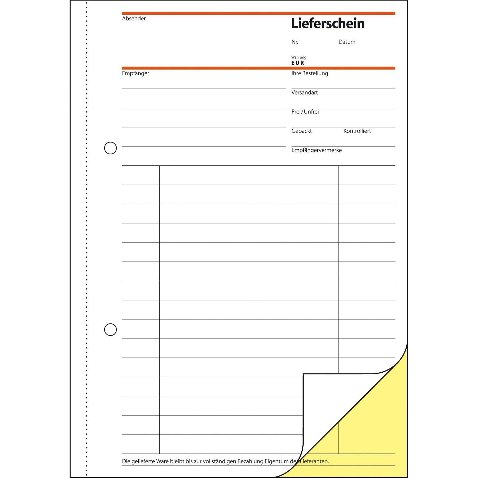 Sigel, Formular, Lieferschein Formular Papierformat: DIN A5 selbstdurchschreibend: Ja (40 x)