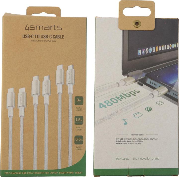 Actual product image 4smarts USB C – USB C (3 m, USB 2.0, 60 W)