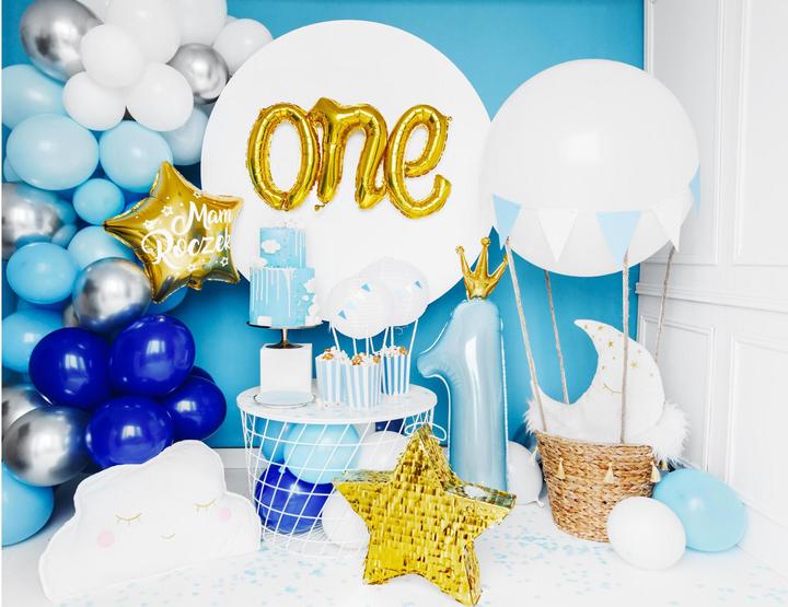 Produktbild Partydeco Bogen aus Luftballons Blau und Silber (60 x)
